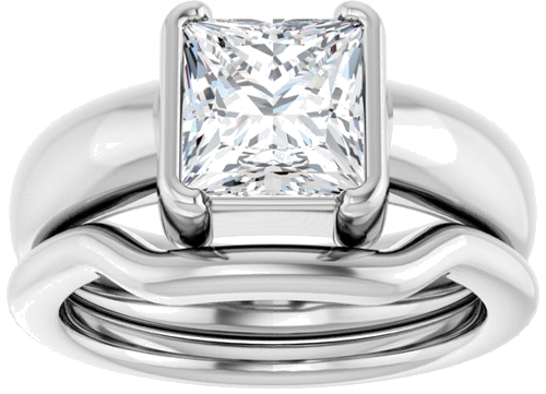 Sužadėtuvių Žiedas „Half Bezel Solitaire“ 925 Sidabro Square 7mm (8)