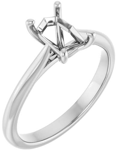 14K White 7x5 mm Emerald Solitaire Engagement Ring Mounting (1)