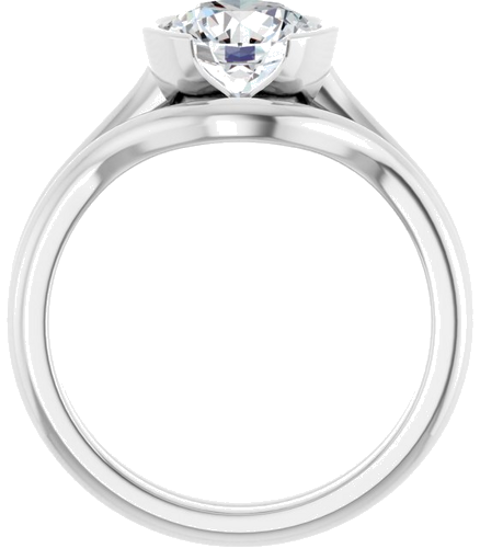 Sužadėtuvių Žiedas „Half Bezel Solitaire“ 950 Platinos Round 7.4mm (7)