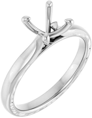 14K White 6.5 mm Round Solitaire Engagement Ring Mounting (1)