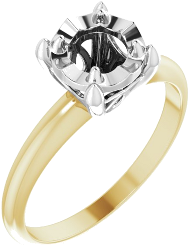 14K Yellow   White 5.8 mm Round 4-Prong Illusion Solitaire Ring Mounting (1)