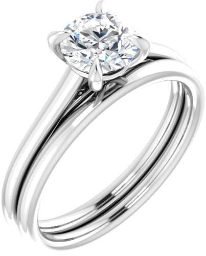 14K White  6 mm Round Solitaire Engagement Ring Mounting (6)