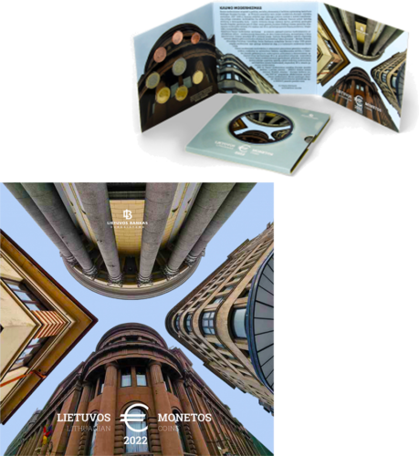 2022 Литва Каунас Модернизм Набор монет евро BU (2)