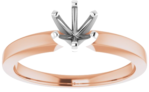 Sužadėtuvių Žiedas „Solitaire“ 585 Baltojo Ir Rožinis Aukso Round 5.2mm (3)