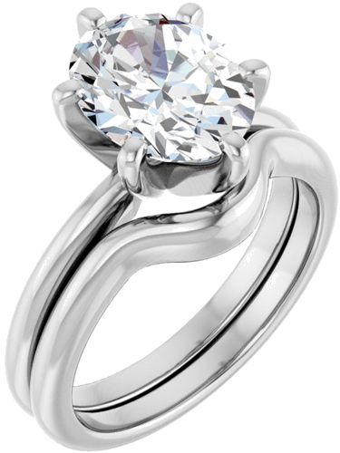 Sužadėtuvių Žiedas „Solitaire“ 585 Baltojo Aukso Oval 10mm x 8mm (6)