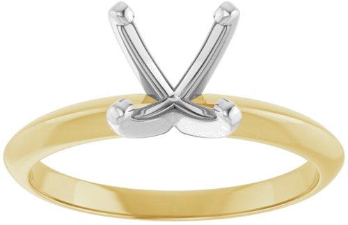 14K Yellow White 7.3-7.7 mm Round 4-Prong Light Solitaire Ring Mounting (3)