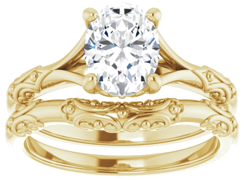 14K Yellow 8x6 mm Oval Solitaire Engagement Ring Mounting (8)