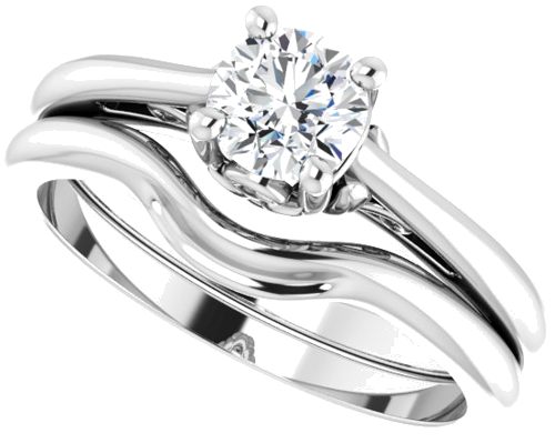 Sužadėtuvių Žiedas „Solitaire“ 585 Baltojo Aukso Round 5.2mm (10)