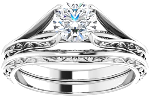 14K White 5.8 mm Round Engagement Ring Mounting (8)