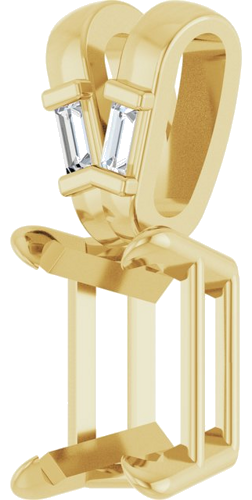 14K Yellow 7x5 mm Emerald .03 CTW Natural Diamond Semi-Set Pendant (2)