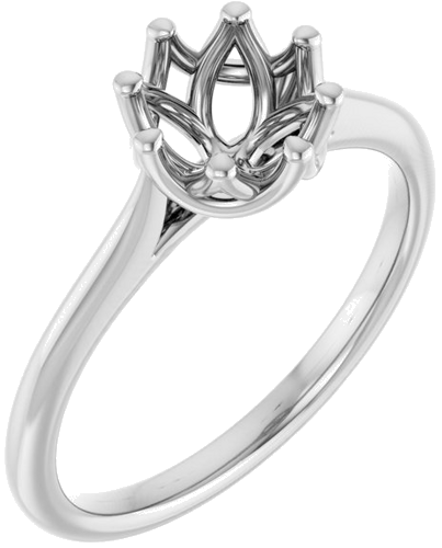 14K White 6.5 mm Round Solitaire Engagement Ring Mounting (1)