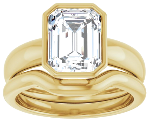 Sužadėtuvių Žiedas „Bezel-Set Solitaire“ 585 Geltonojo Aukso Emerald 9mm x 7mm (8)