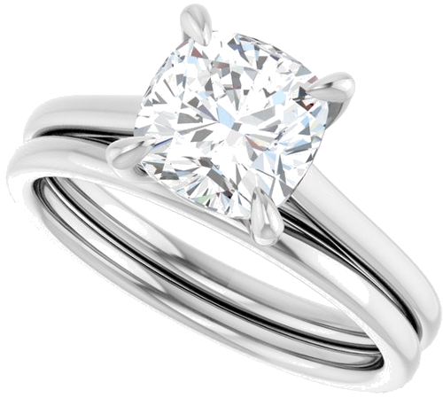 Platinum  7 mm Cushion Solitaire Engagement Ring Mounting (10)