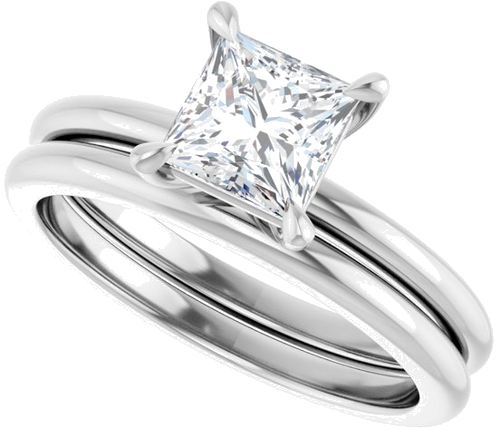 Sužadėtuvių Žiedas 585 Baltojo Aukso Square 5.5mm (10)