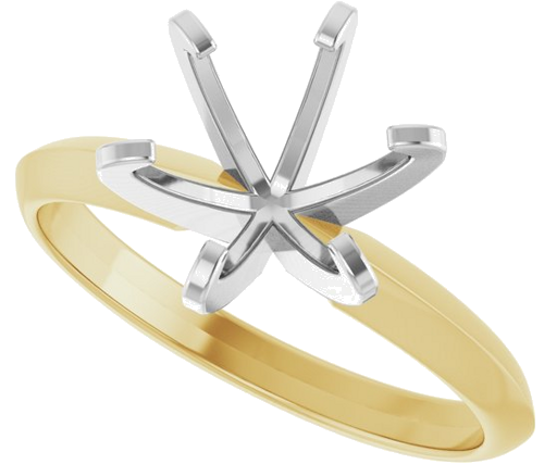 14K Yellow White 8.2 mm Round Solitaire Engagement Ring Mounting (5)