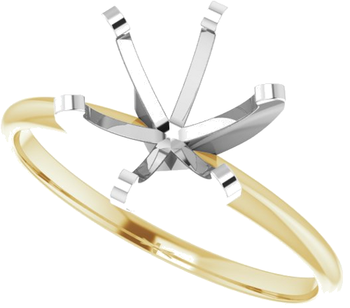14K Yellow White 8.6-9.1 mm Round 6-Prong Solitaire Engagement Ring Mounting (5)