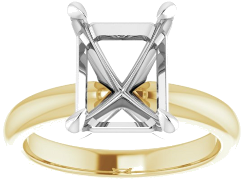 14K Yellow White 10x8 mm Emerald Solitaire Engagement Ring Mounting (3)