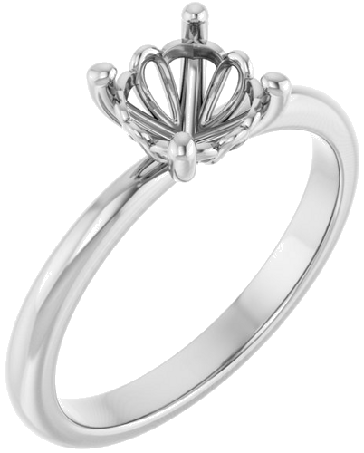 14K White 6.5 mm Round Solitaire Engagement Ring Mounting (1)