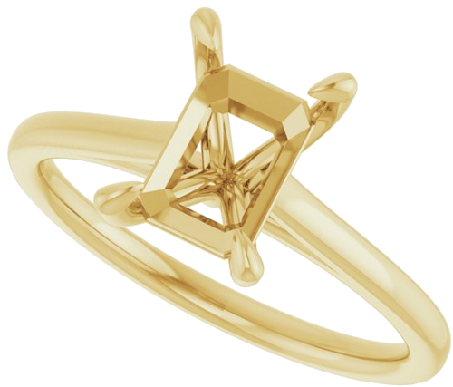 14K Yellow  8x6 mm Emerald Solitaire Engagement Ring Mounting (5)