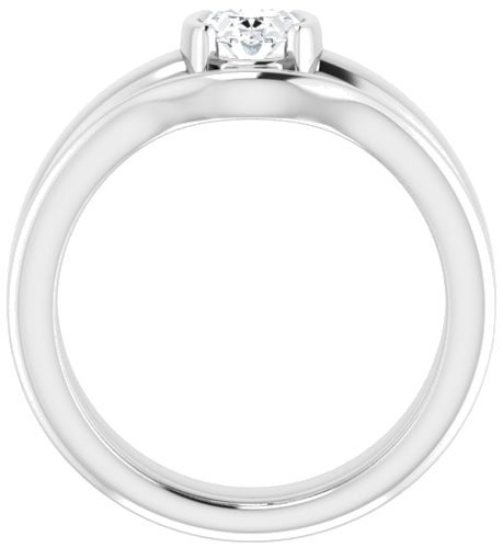 Sužadėtuvių Žiedas „Half Bezel Solitaire“ 585 Baltojo Aukso Oval 7mm x 5mm (7)