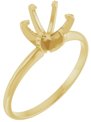 14K Yellow 6.6-7.2 mm Round 6-Prong Solitaire Engagement Ring Mounting (1)