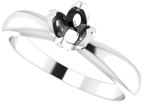 Sužadėtuvių Žiedas „Tulipset® Solitaire“ 585 Baltojo Aukso Round 4.8mm x 5.7mm (5)