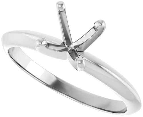 14K White 6-6.6 mm Round 4-Prong Light Solitaire Ring Mounting (5)