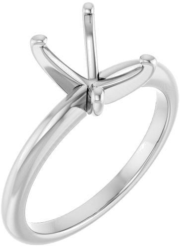 Sterling Silver  8x6 mm Emerald Solitaire Engagement Ring Mounting (1)