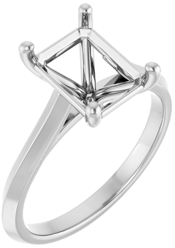 14K White 9x7 mm Emerald Solitaire Engagement Ring Mounting (1)