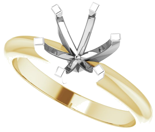 14K Yellow   White 7.3-7.7 mm Round 6-Prong Solitaire Ring Mounting (5)