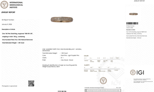 Rose Gold Ring with 135 Pink Brilliant Cut Diamonds Fancy Pink / SI-I (3)