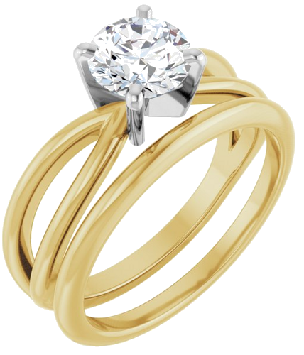 Sužadėtuvių Žiedas „Split Shank“ 585 Baltojo Ir Geltonojo Aukso Round 6.5mm (6)