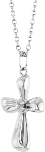 14K White Cross 16-18  Necklace Mounting for 4 mm Pearl (2)