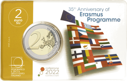 2022 Italy Erasmus 35th Anniversary 2 euro BU coin on card (5)
