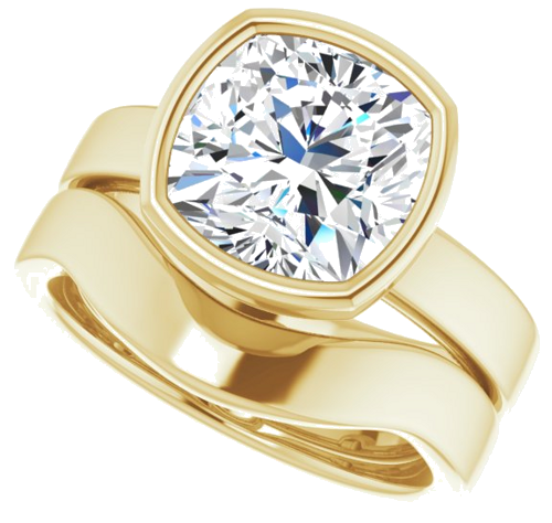 18K Yellow 9 mm Cushion Solitaire Engagement Ring Mounting (10)