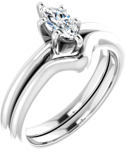 Sužadėtuvių Žiedas „Solitaire“ 585 Baltojo Aukso Marquise 7mm x 3.5mm (6)