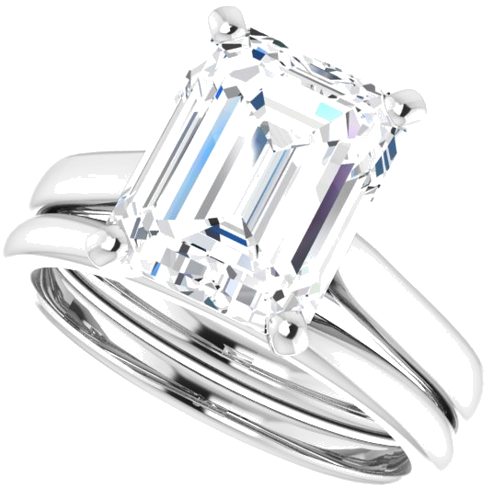 14K White 10x8 mm Emerald Engagement Ring Mounting (10)