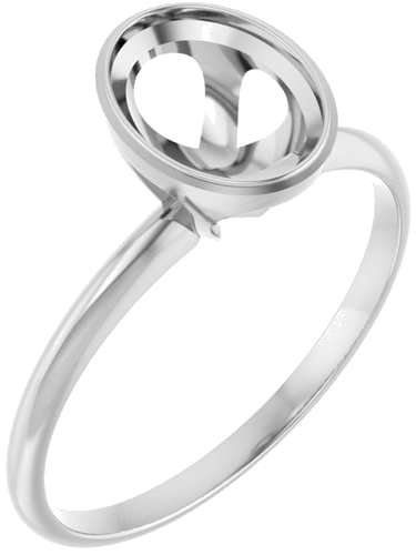 Sužadėtuvių Žiedas „Solitaire“ 585 Baltojo Aukso Oval 8mm x 6mm (1)