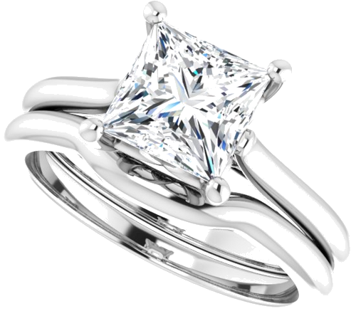 Platinum 6.5 mm Square Solitaire Engagement Ring Mounting (10)