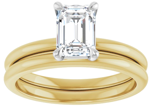 Sužadėtuvių Žiedas 585 Baltojo Ir Geltonojo Aukso Emerald 7mm x 5mm (8)