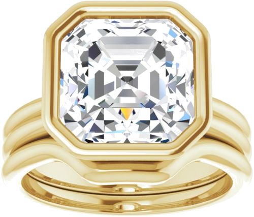 14K Yellow 10 mm Asscher Engagement Ring Mounting (8)