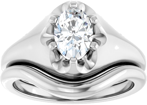 10K White 7x5 mm Oval Solitaire Engagement Ring Mounting (8)