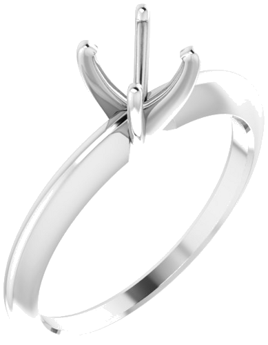 14K White 5.4-5.7 mm Round 4-Prong Comfort-fit Solitaire Ring Mounting (1)