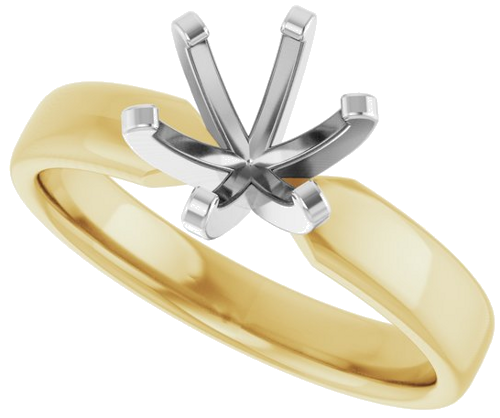 14K Yellow White 7 mm Round Solitaire Engagement Ring Mounting (5)