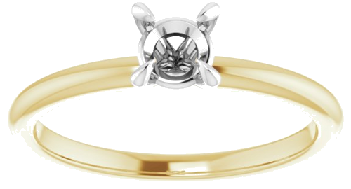 Sužadėtuvių Žiedas „Solitaire“ 585 Baltojo Ir Geltonojo Aukso Round 4.8mm (3)