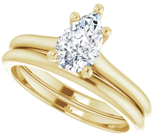Sužadėtuvių Žiedas „Solitaire“ 585 Geltonojo Aukso Pear Shape 8mm x 5mm (10)