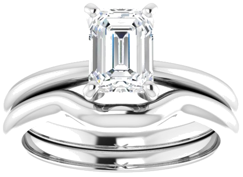 14K White  7x5 mm Emerald Solitaire Engagement Ring Mounting (8)