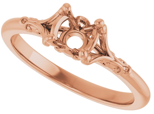 Sužadėtuvių Žiedas „Solitaire“ 585 Rožinis Aukso Round 5.2mm (5)