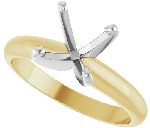 14K Yellow White 6x6 mm Square 4-Prong Light Solitaire Engagement Ring Mounting (5)