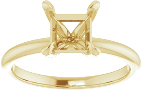 14K Yellow  6x6 mm Square Solitaire Engagement Ring Mounting (3)